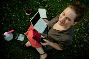 woman at a computer